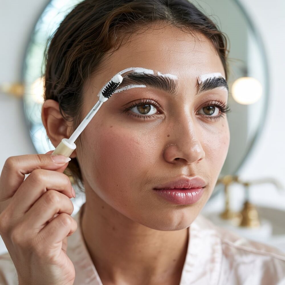 aplikacja mydła na brwi