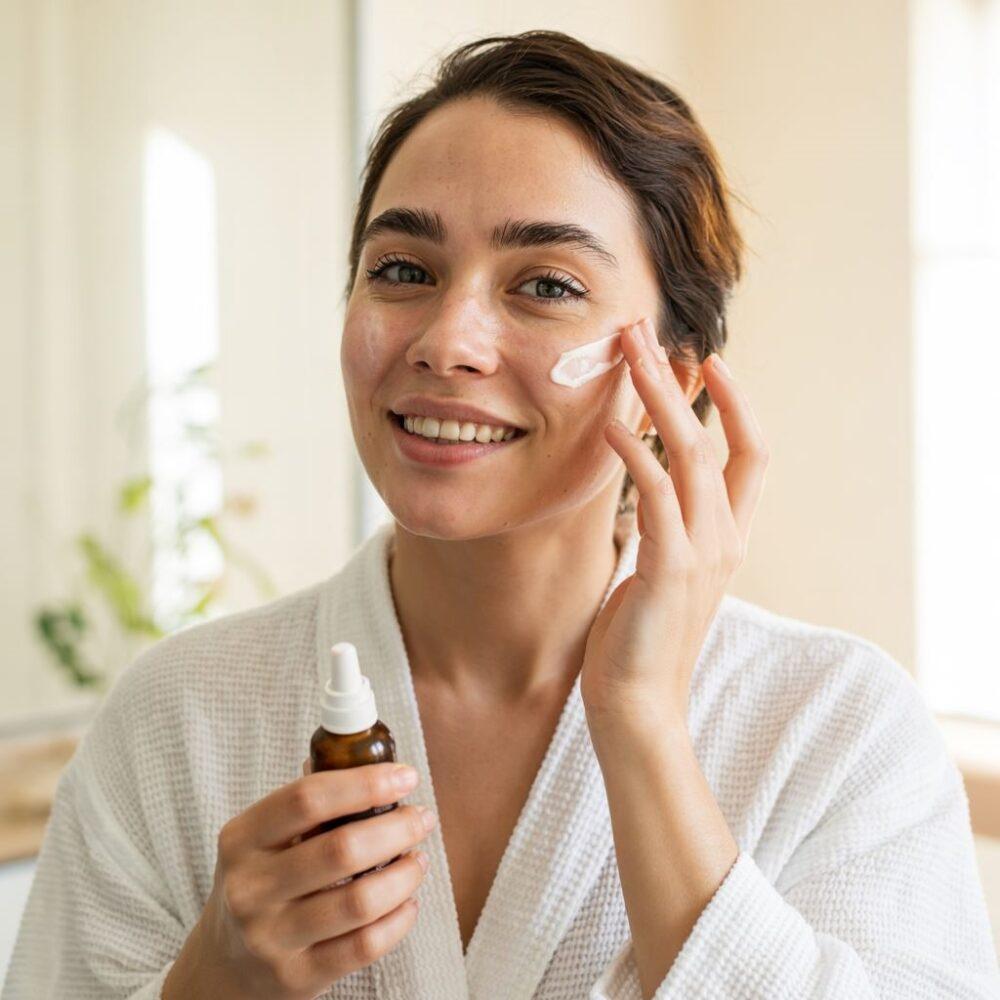 aplikacja serum na twarz