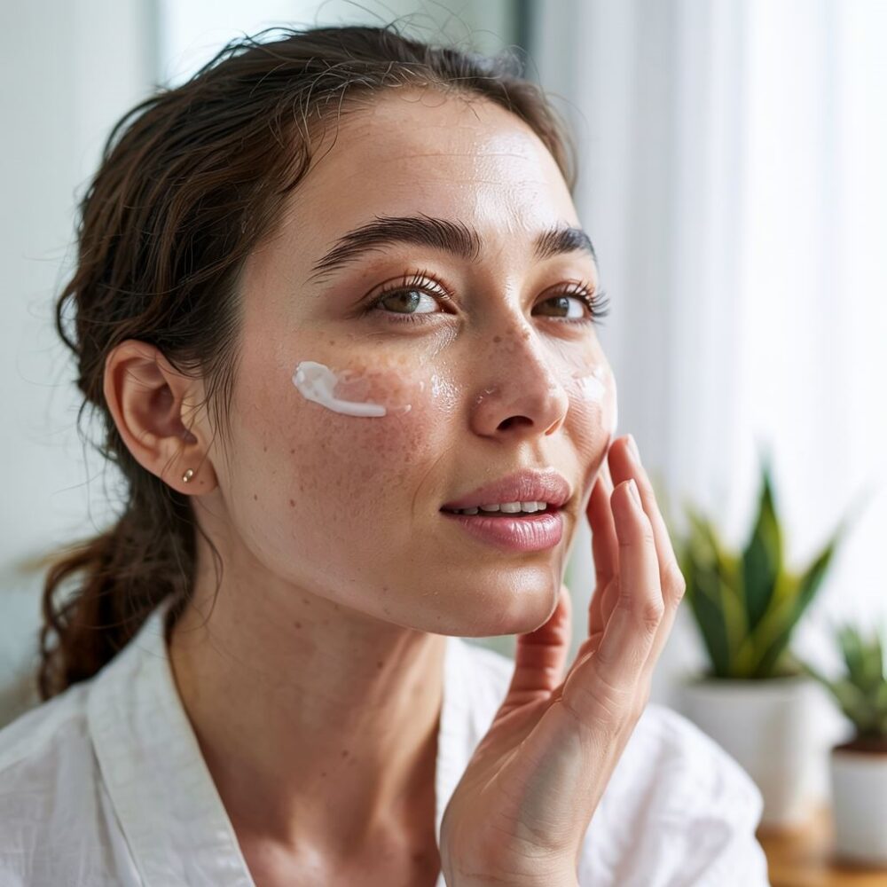 aplikacja serum na twarz