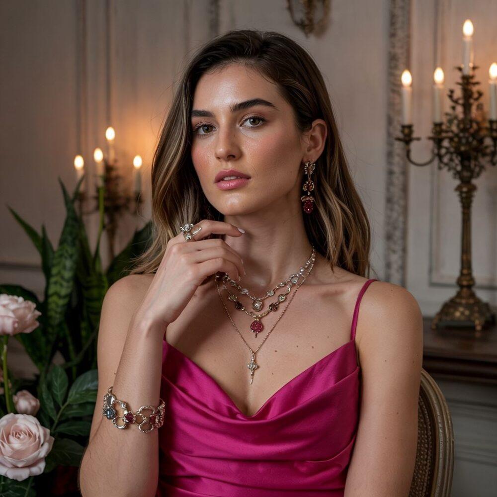 biżuteria do fuksjowej sukienki