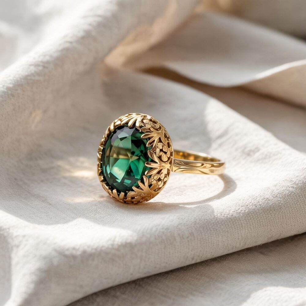 biżuteria złota z dużym kamieniem