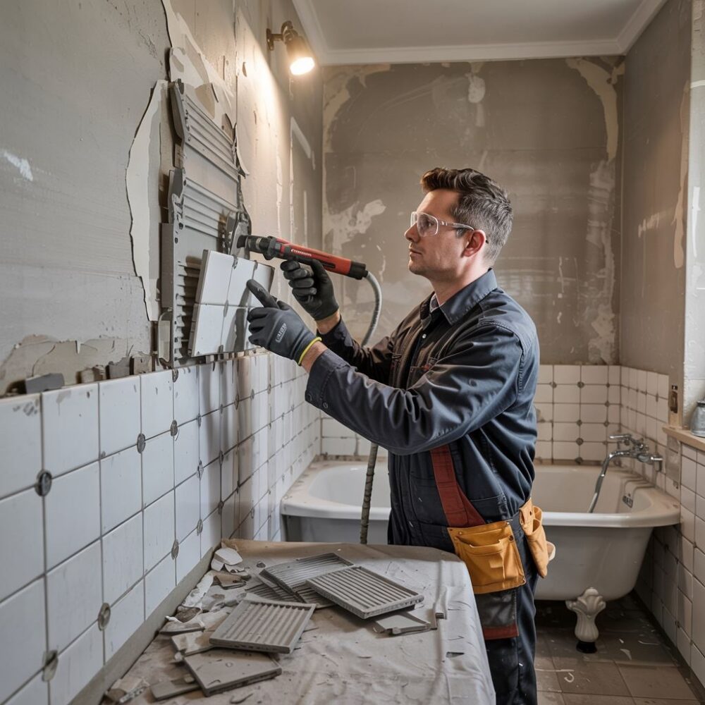 czysta ściana po zdjęciu płytek