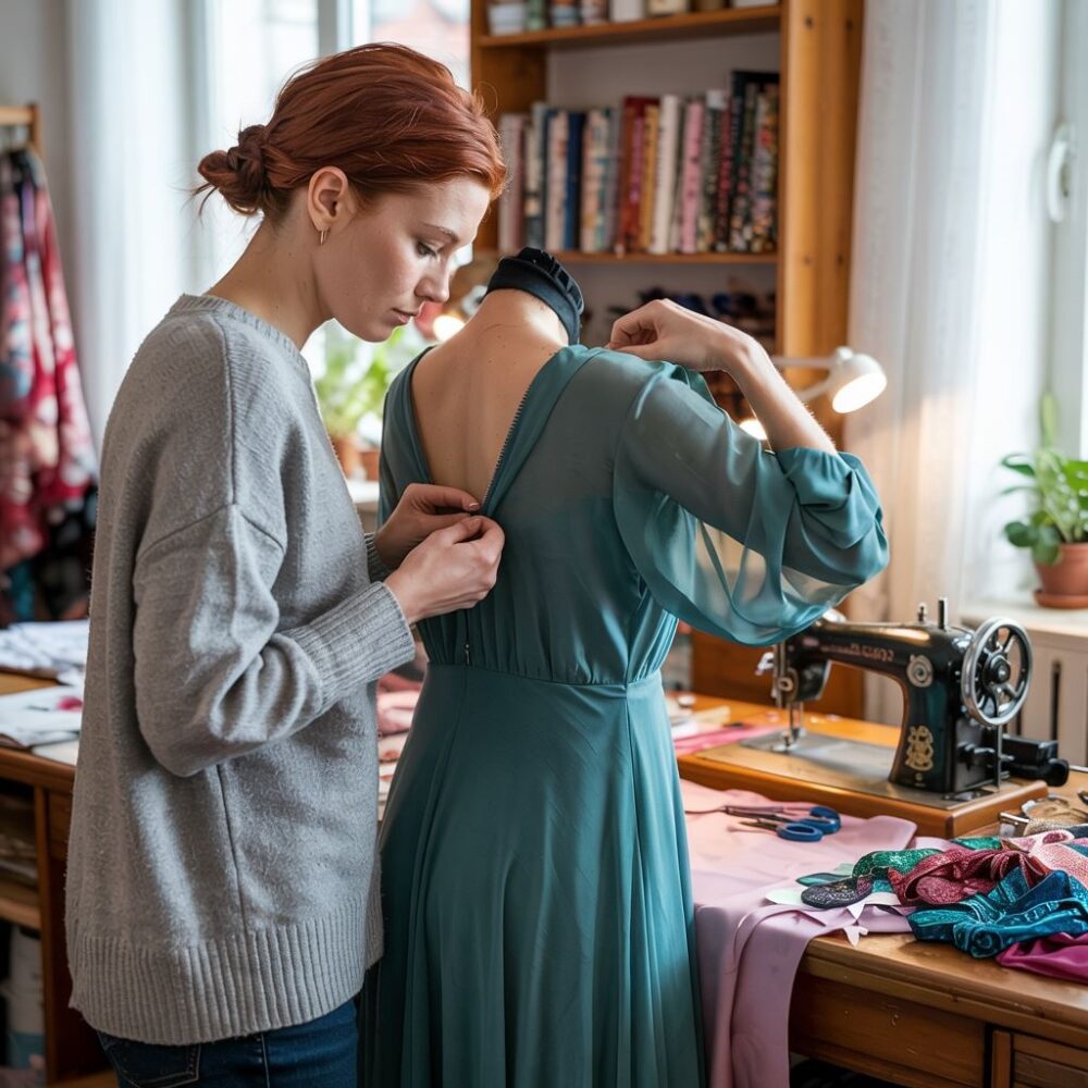 detal zamka na plecach sukienki