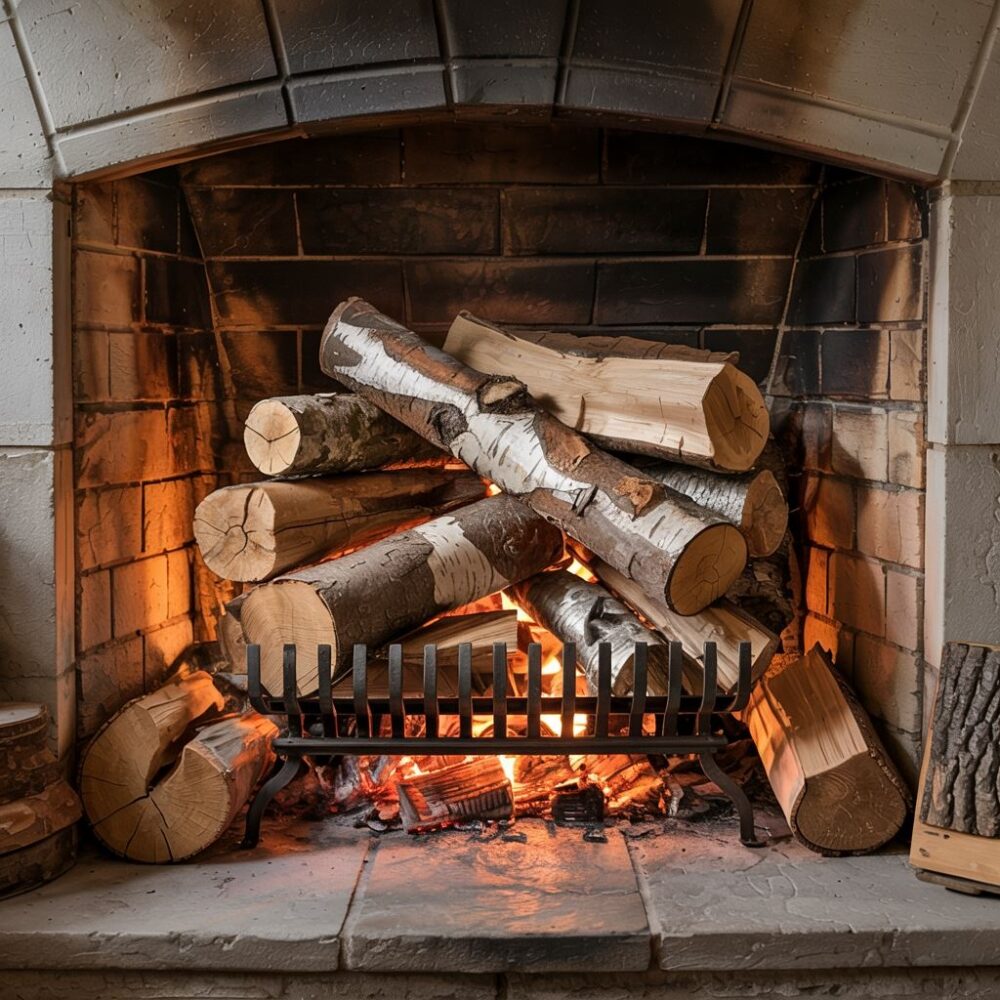 drewno przy kominku