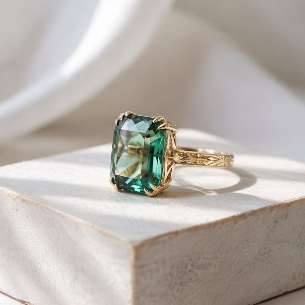 elegancki pierścionek z oczkiem