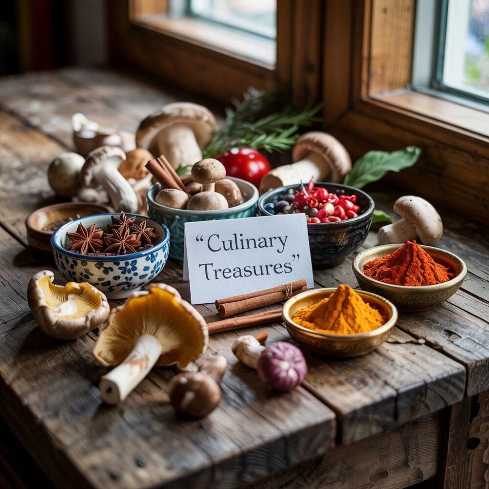 fresh mushrooms and spices