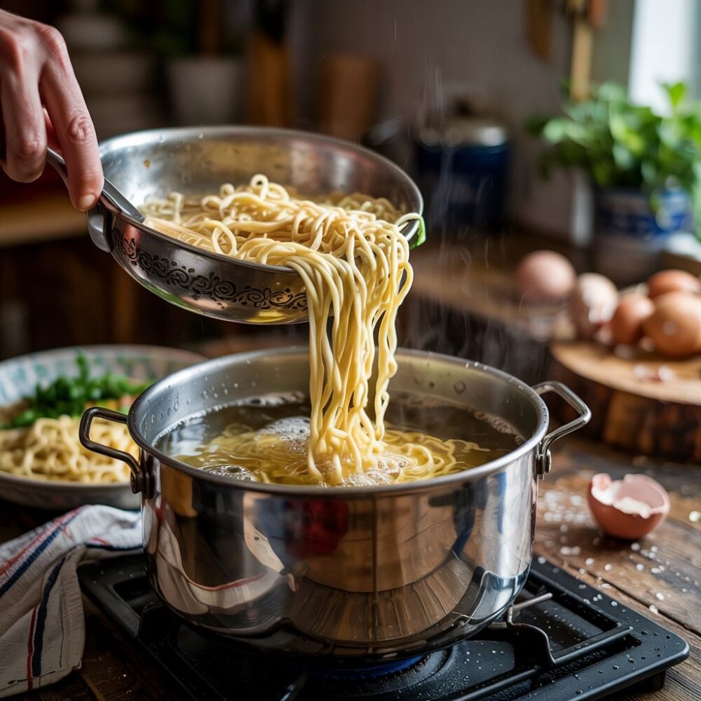 kluski lane w garnku