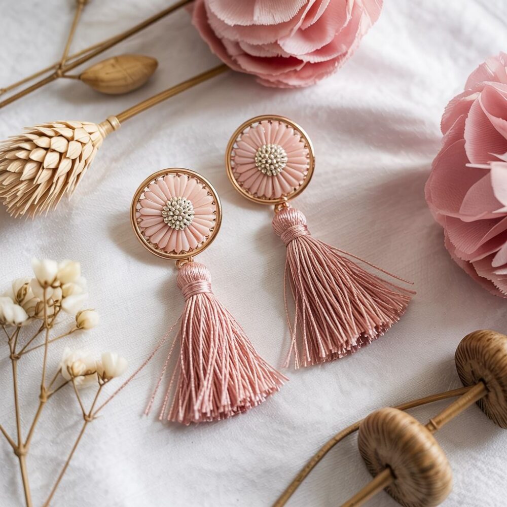 kolczyki chwosty różowe