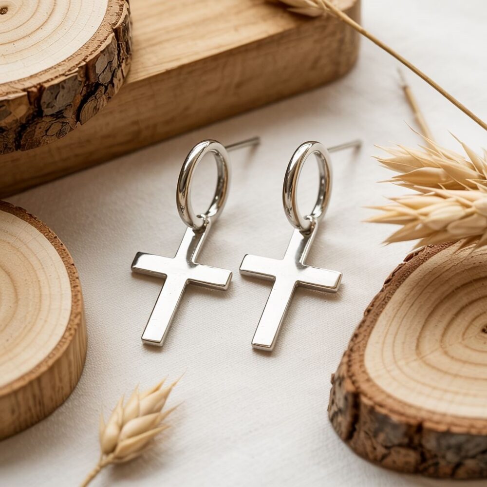 kolczyki krzyżyki stal chirurgiczna