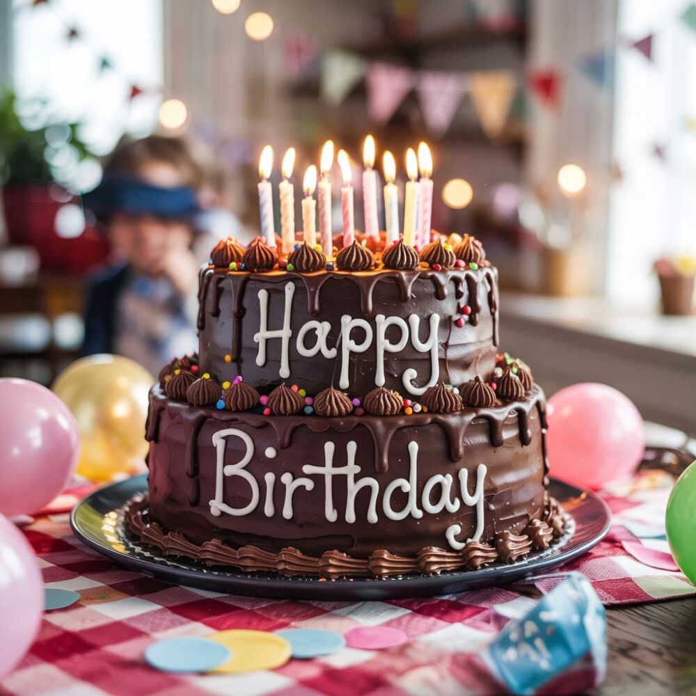 kolorowe świeczki na cieście