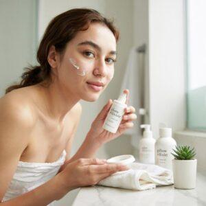 krople serum na skórze