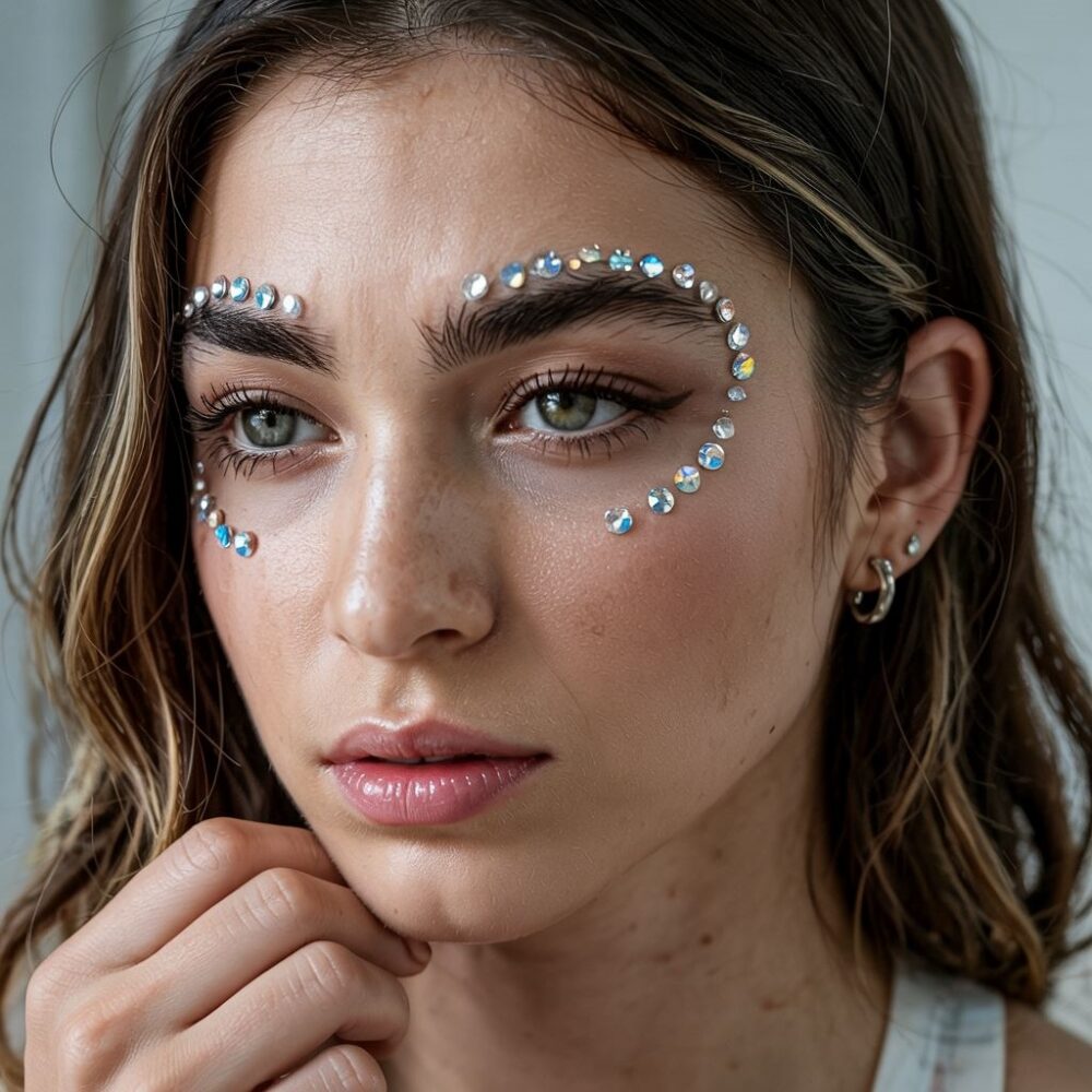 kryształki na twarzy