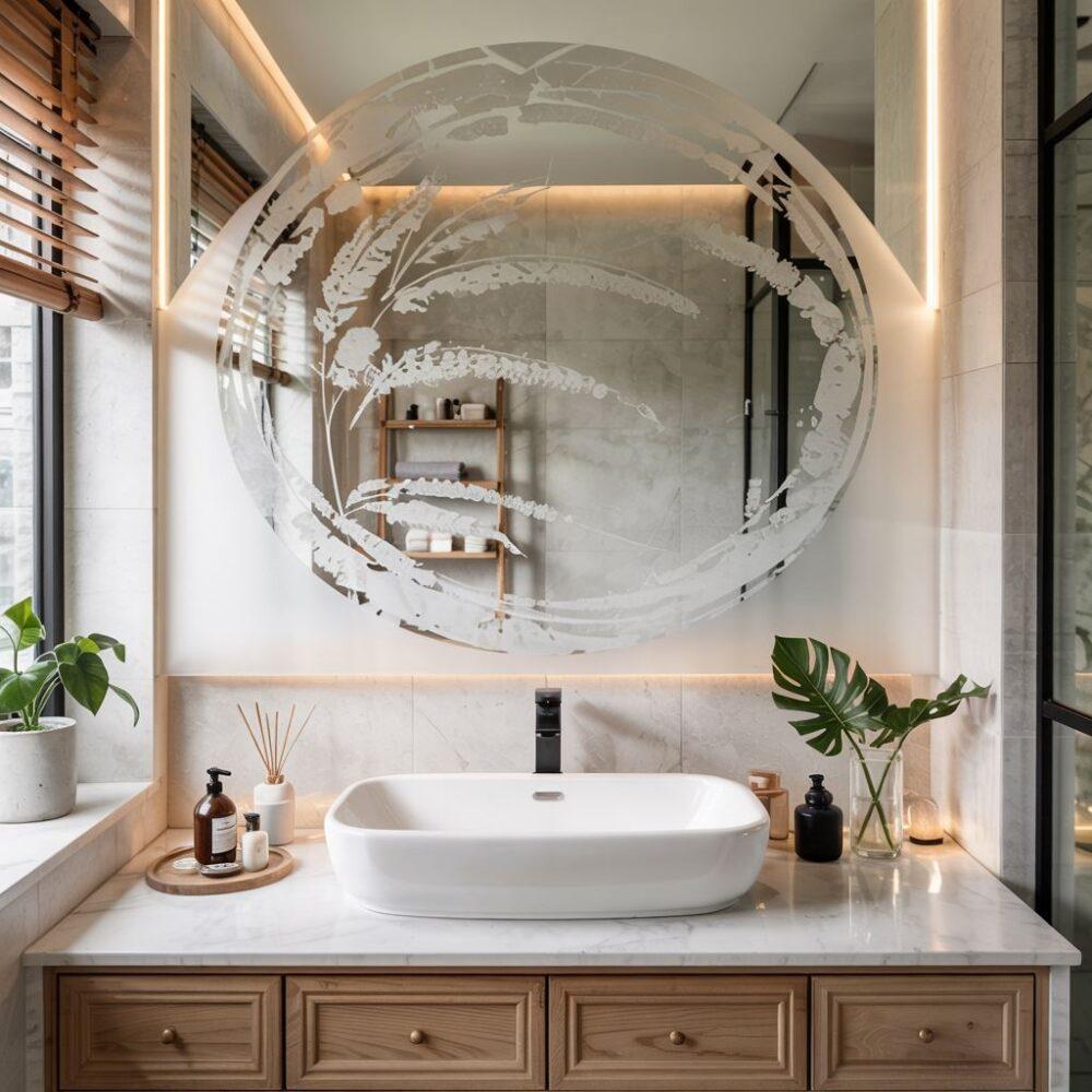 lustro z matowym wzorem