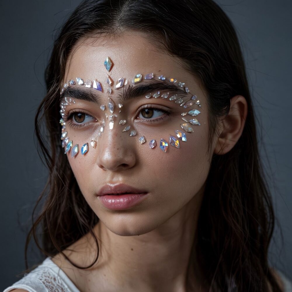 makijaż z kryształkami