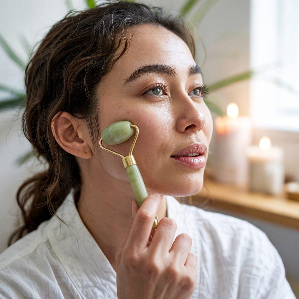 masaż twarzy rollerem