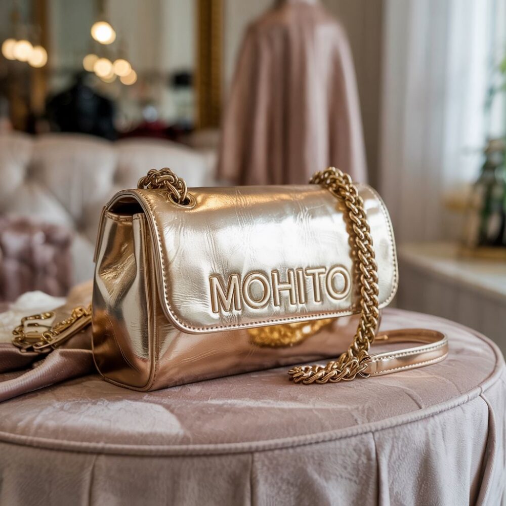 modna złota torebka