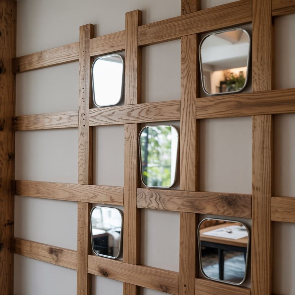 naturalne drewno z lustrem