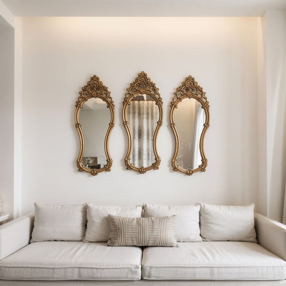 nowoczesne lustro na ścianie