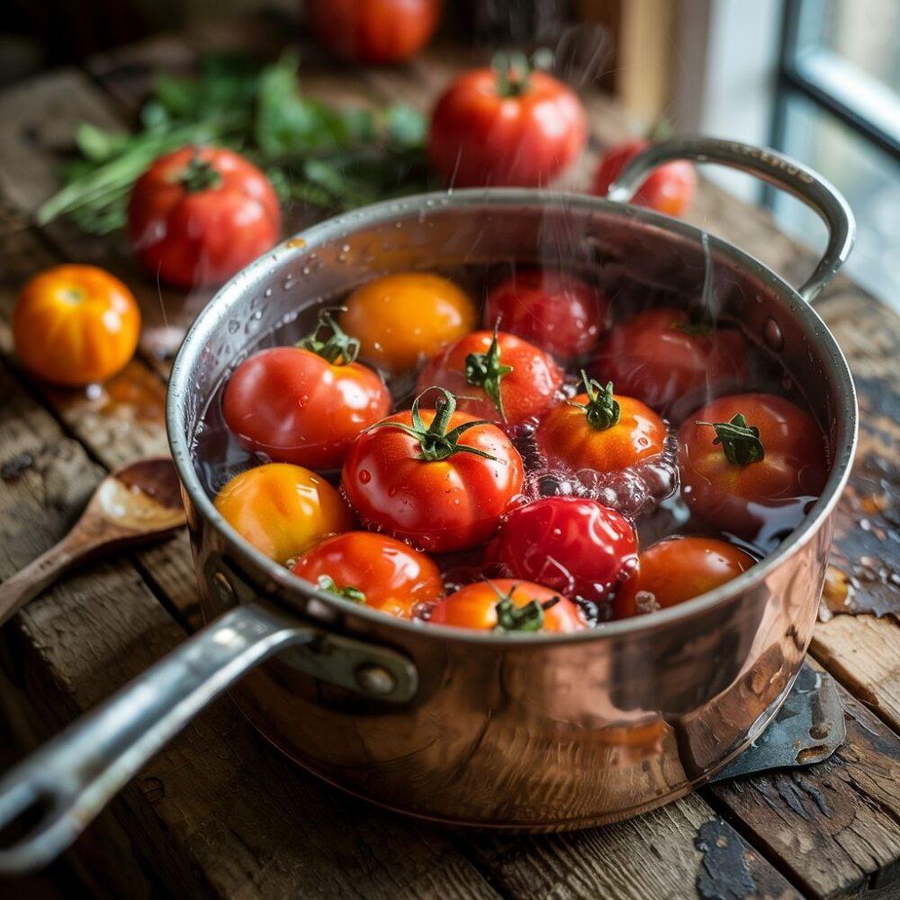 obieranie sparzonych pomidorów