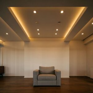 obniżony sufit z halogenami
