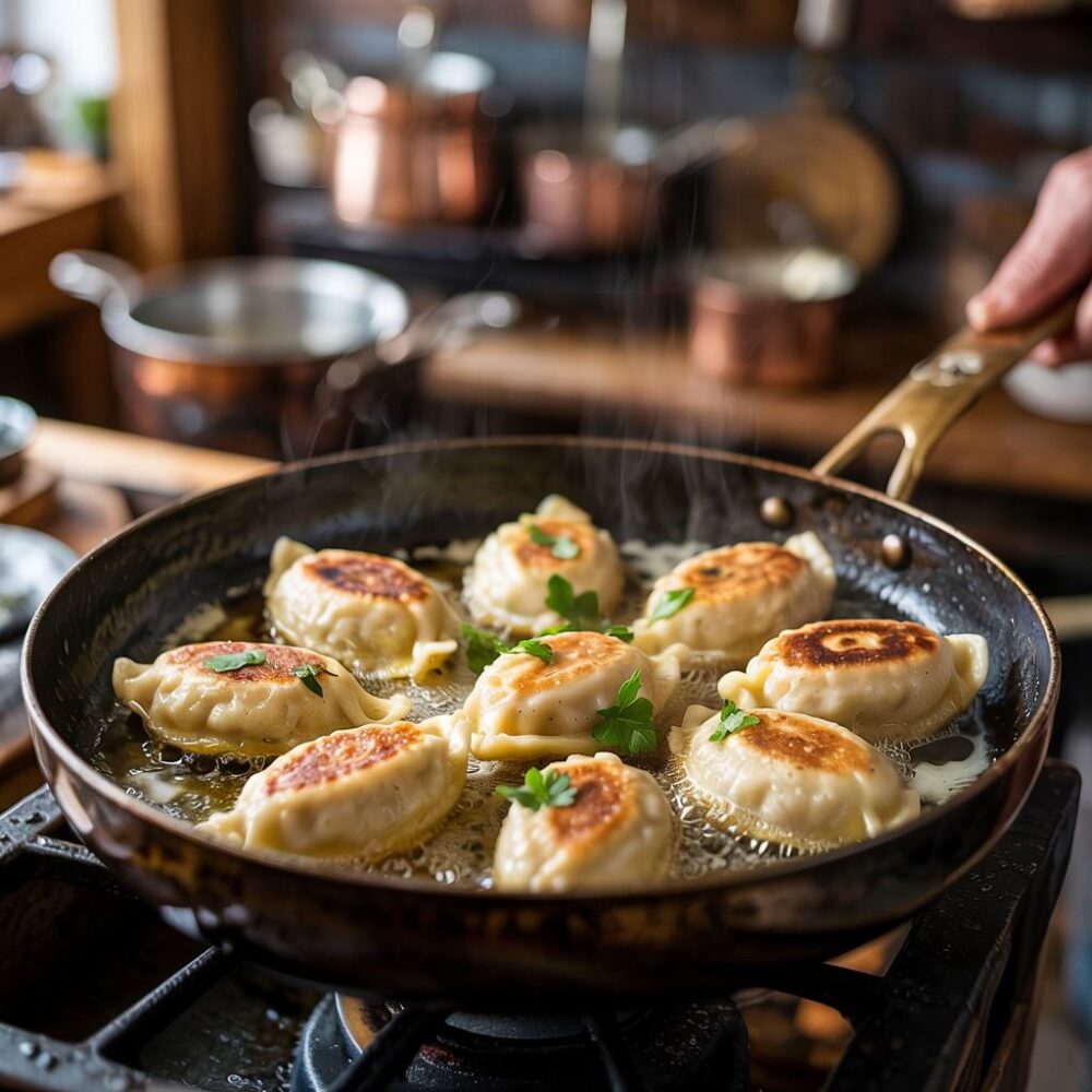 patelnia z pierogami