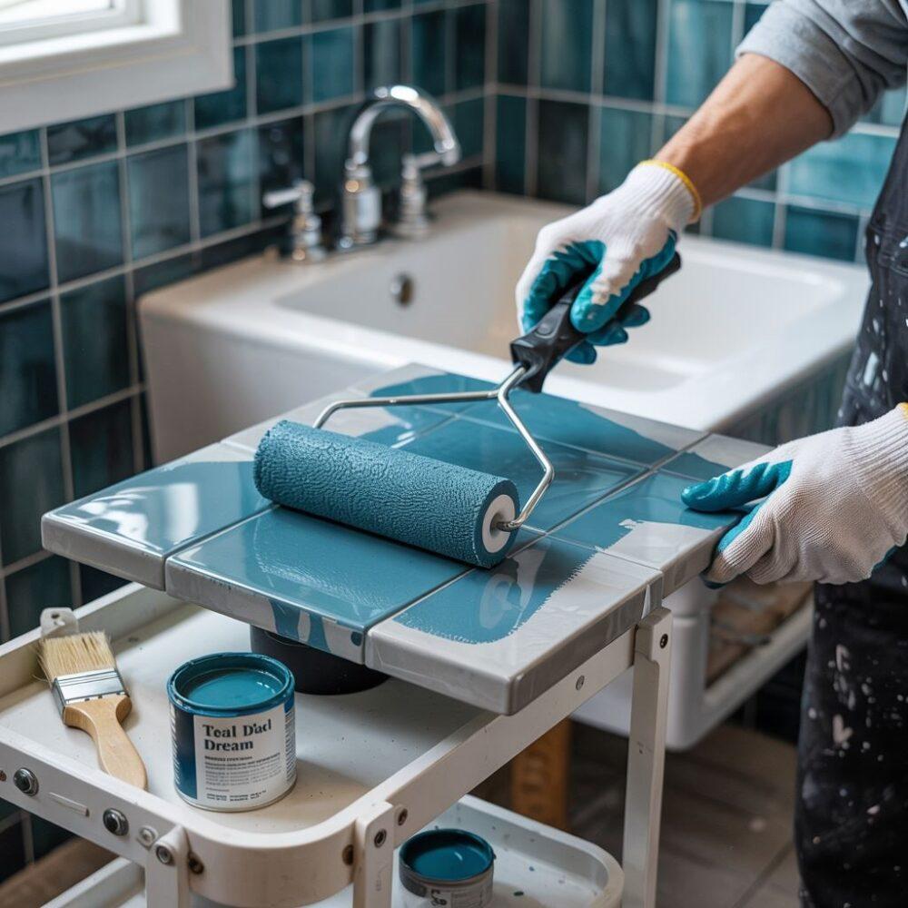 pędzel na płytkach ceramicznych