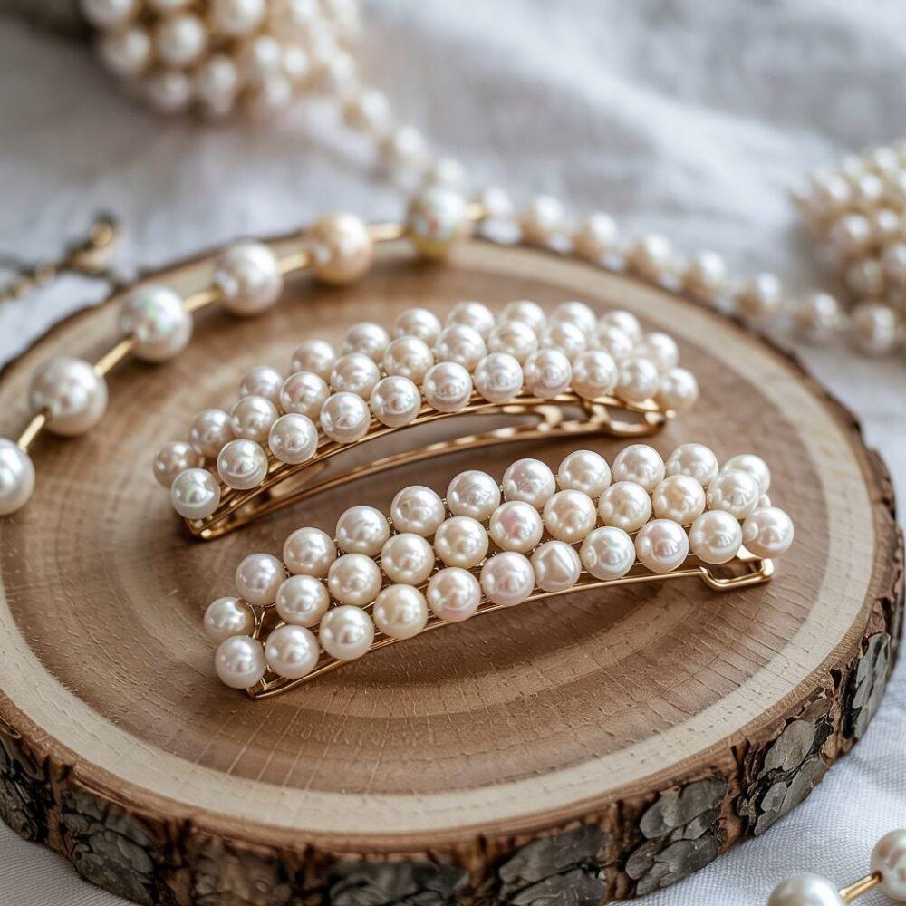 perłowe spinki do włosów