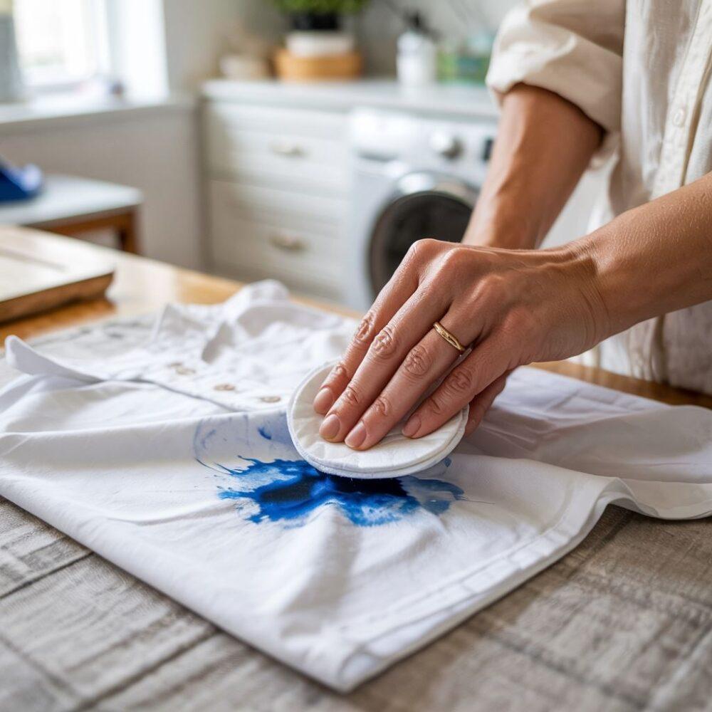 plama z długopisu na tkaninie