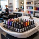 półka z farbami do włosów