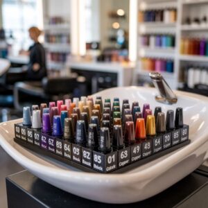 półka z farbami do włosów