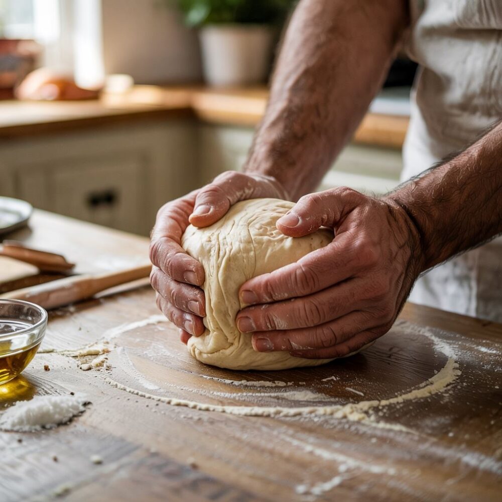 ręce formujące ciasto