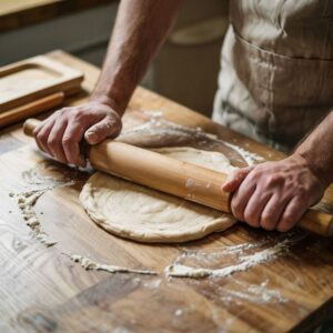 ręce z wałkiem do ciasta