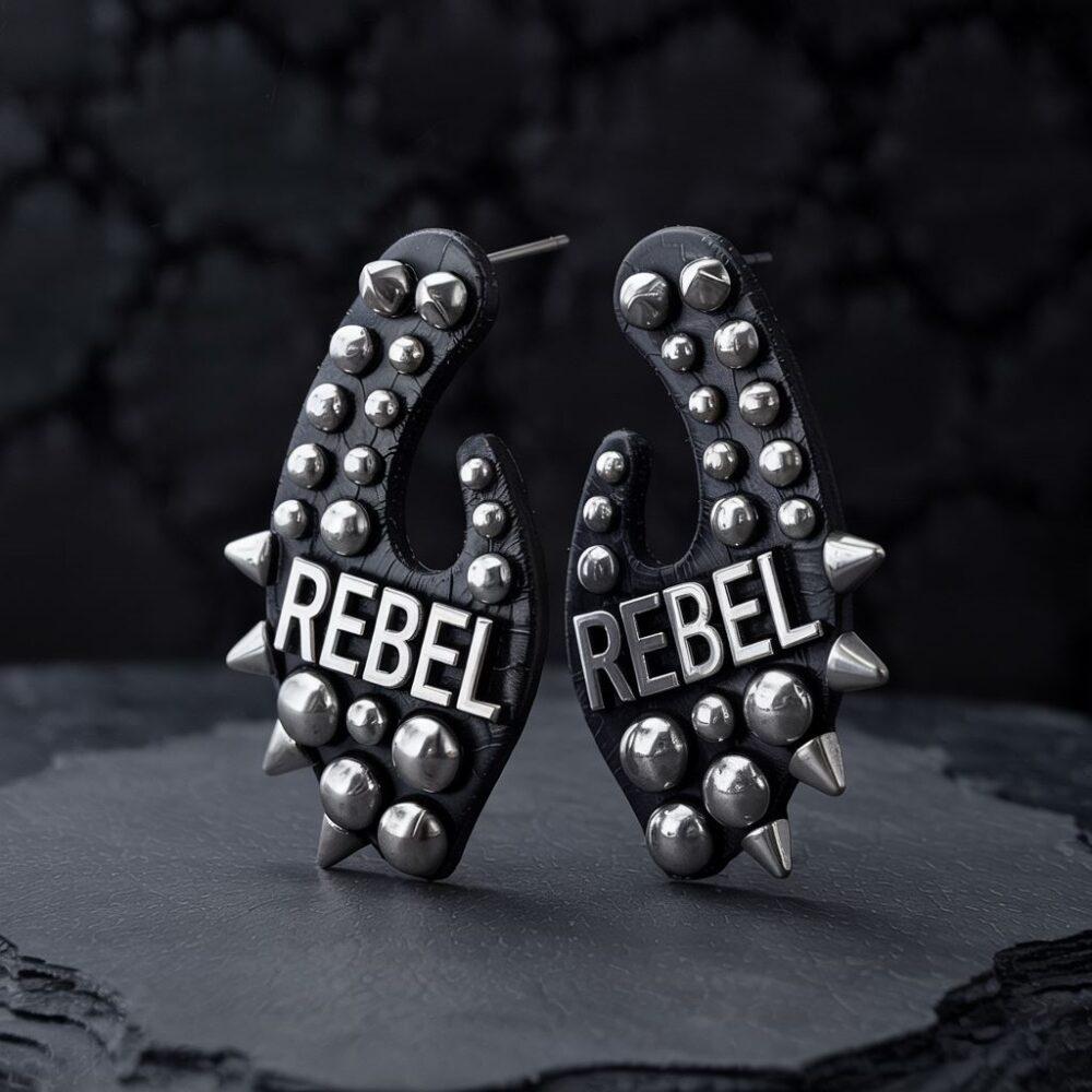 rockowe kolczyki srebrne