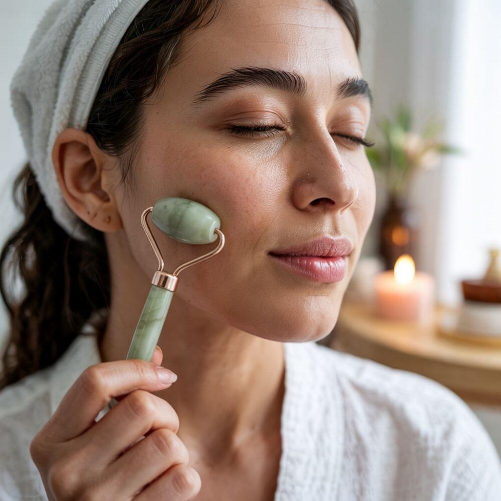 roller jadeitowy na ręczniku