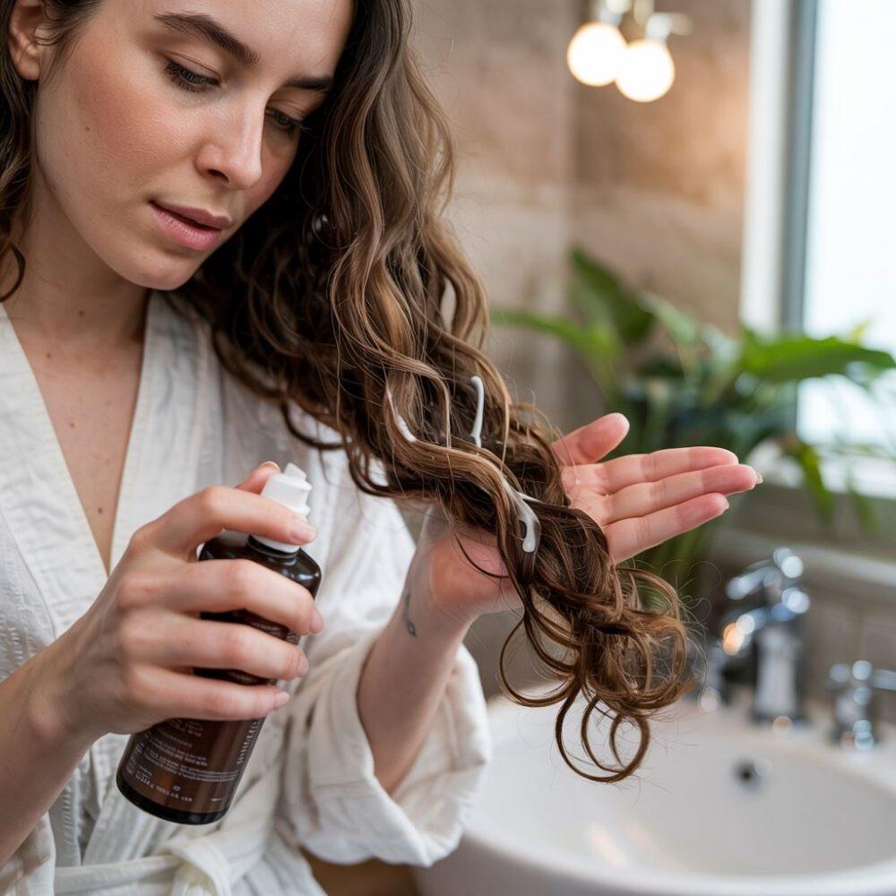 serum na mokrych włosach