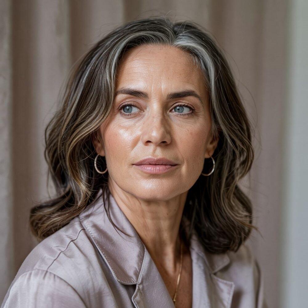 siwe włosy stylizacja