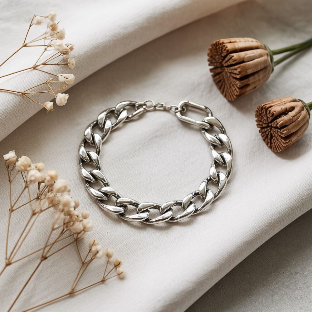 srebrna bransoletka łańcuch