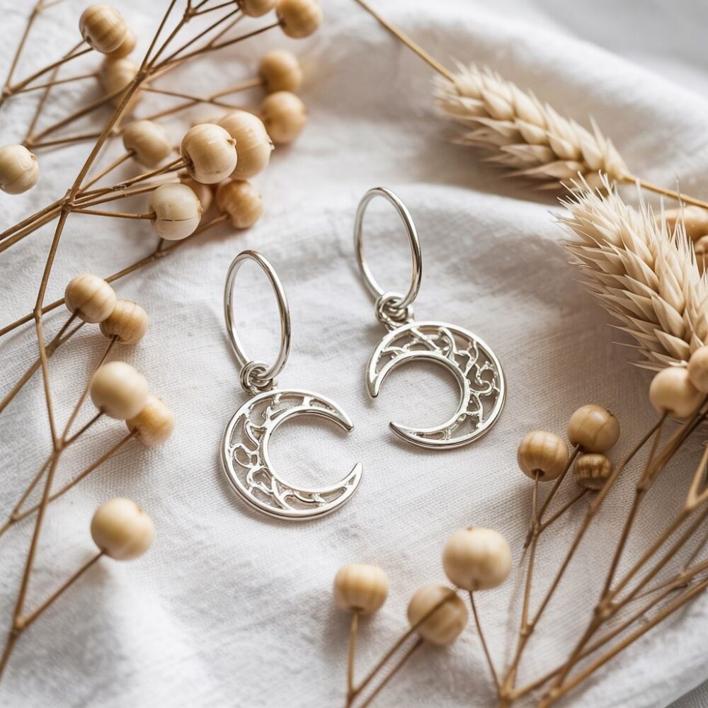 srebrne kolczyki księżyce