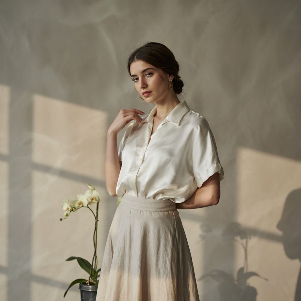 stylizacja z długą spódnicą