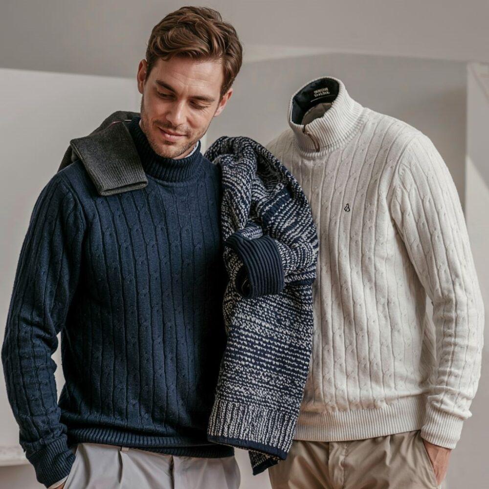 stylowy mężczyzna w golfie