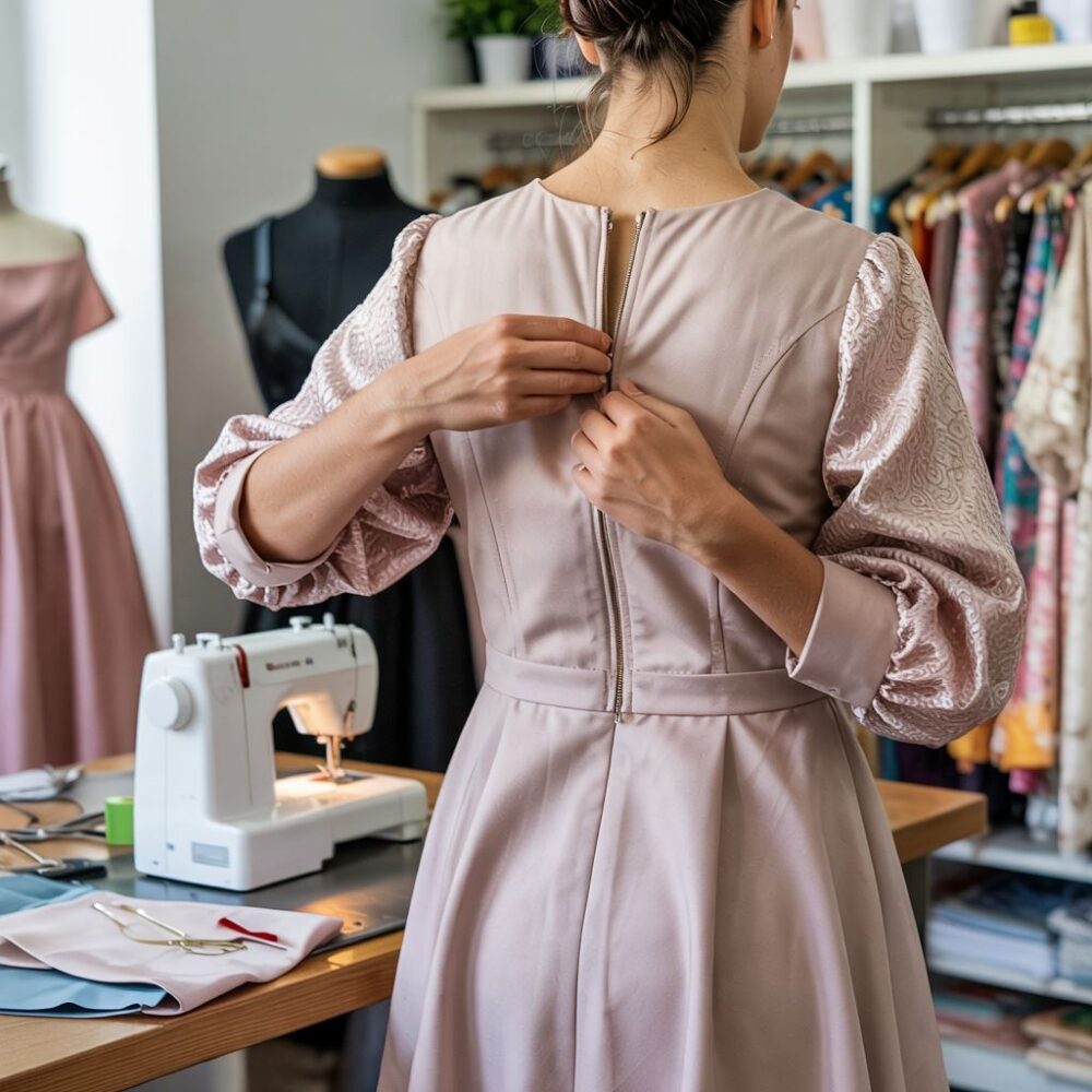 szycie wstawki w sukience