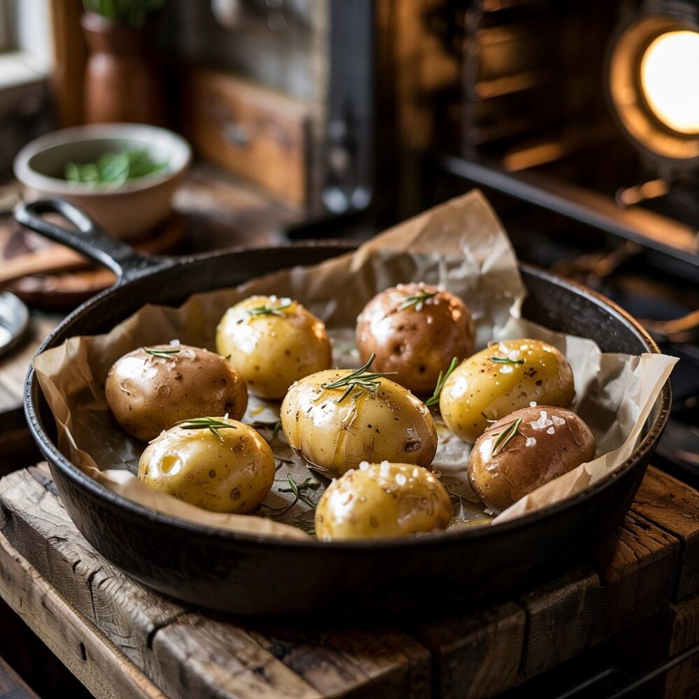 upieczone ziemniaki na blasze
