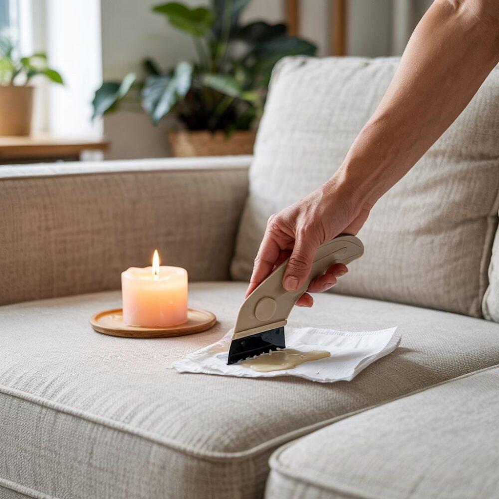 usuwanie wosku z kanapy