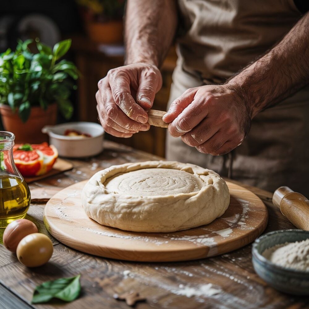 wyrabianie ciasta na pizzę