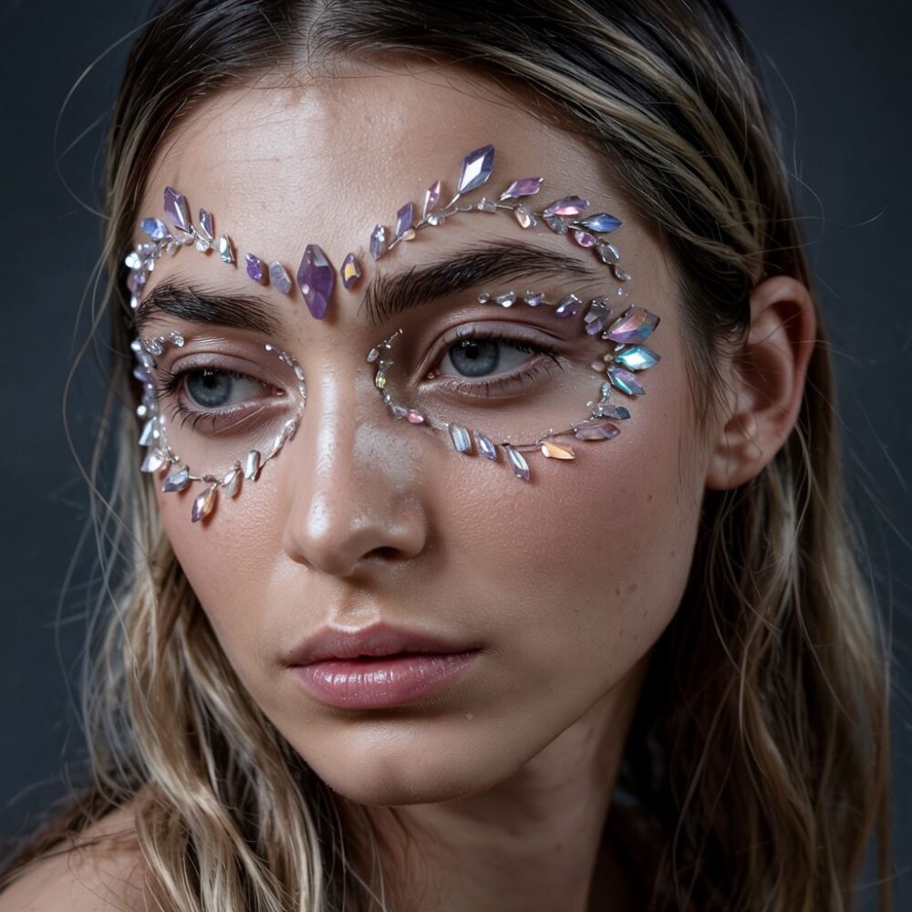 zdobienie twarzy kryształkami