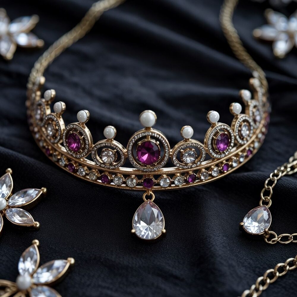 złoty naszyjnik z koroną